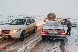 اخلال ترددعبورمروردرمحورهای خراسان شمالی توسط بارش برف وباران