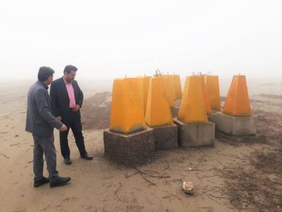 آغاز مرزبندی زمین های حاصل از پسروی آب دریا در سواحل